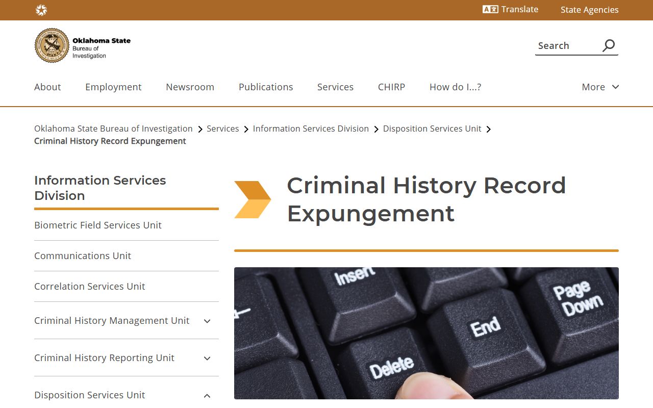 Dewey County criminal court records OSBI criminal-history expungement guidance