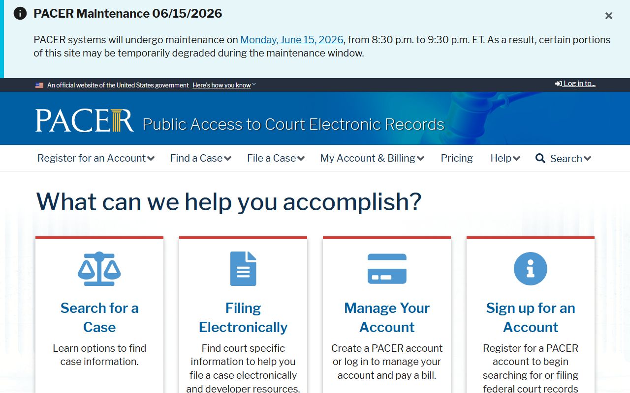 Dewey County District Court PACER federal court records access portal