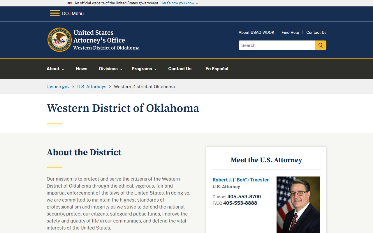 Dewey County District Court U.S. Attorney Western District court records office