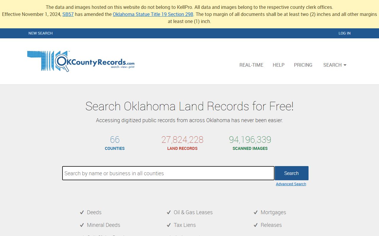 Dewey County probate records and recorded land instruments on the OKCountyRecords statewide portal