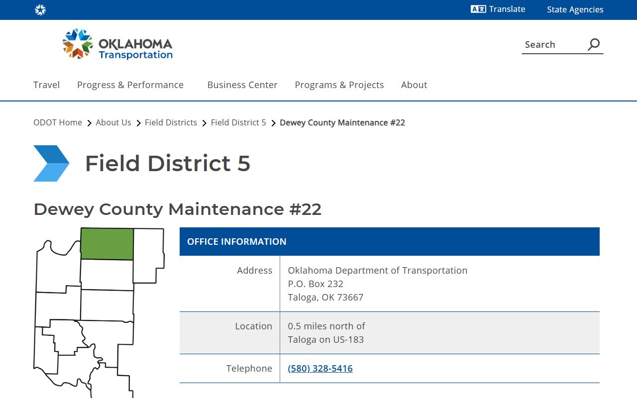 Dewey County traffic court records and US-183 maintenance route to Taloga